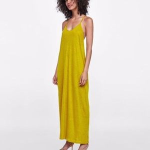 Zara Linen Maxi Dress - Chartreuse